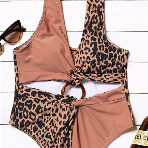 Leopard one piece tank style swim suit, size M - Picture 3 of 14